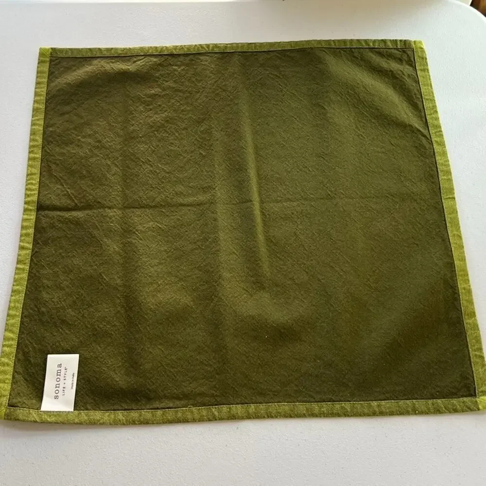 Sonoma Life+Style Solid Cotton Napkins Set Of 4 Olive Green Color